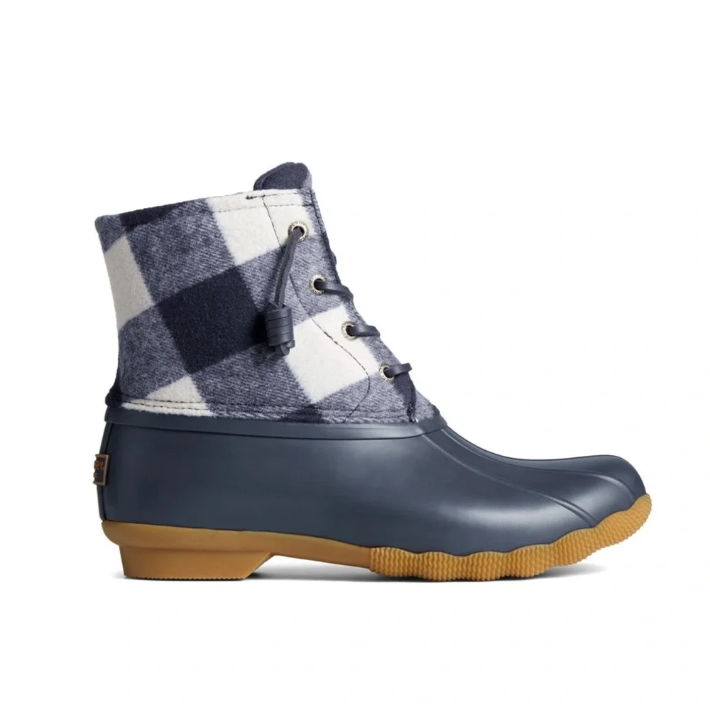 Sperry Top Sider Saltwater Toddler Sz 8 11 Blue Plaid Wool Waterproof Duck Boot